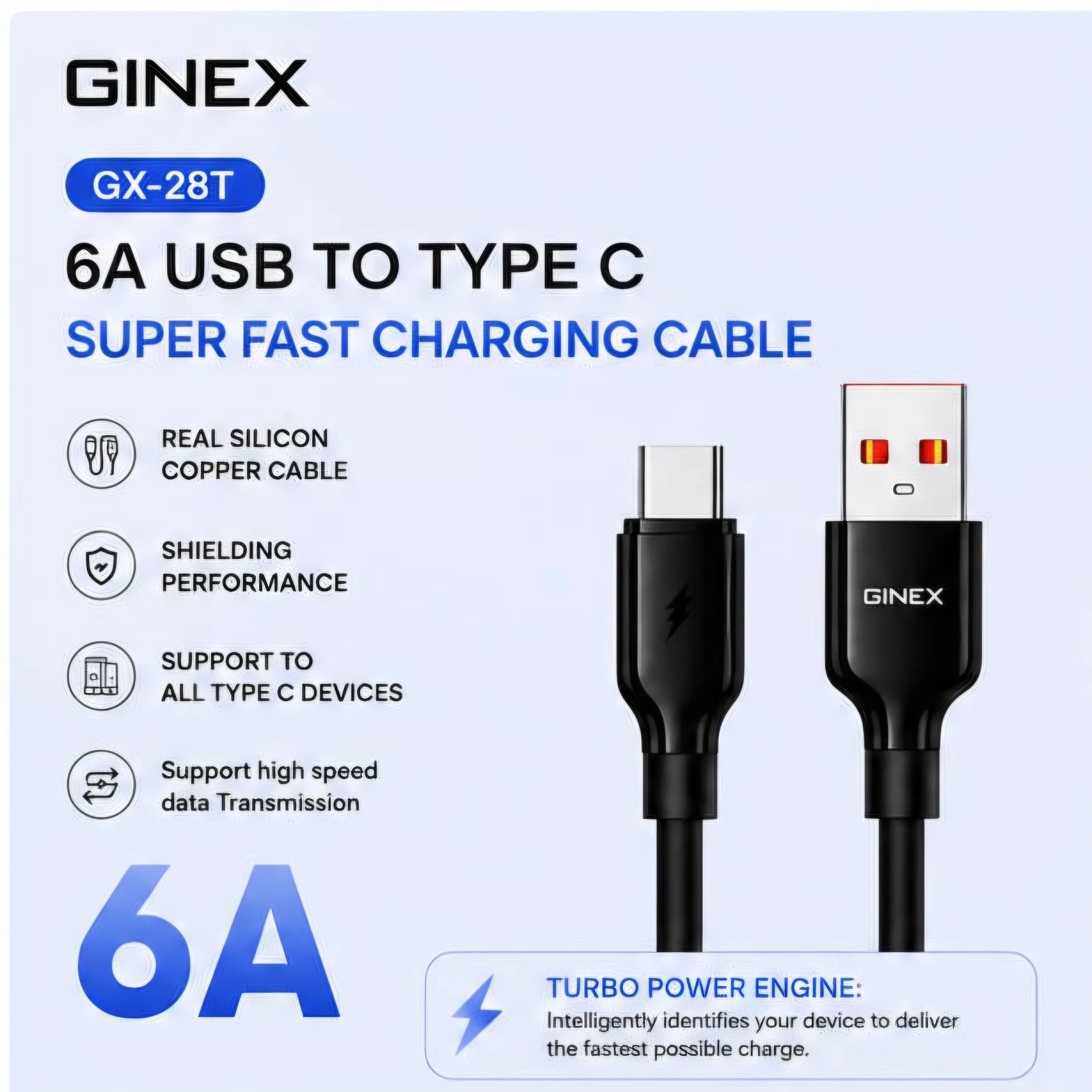 GX-28T 6A USB to Type-C Super Fast Charging Cable